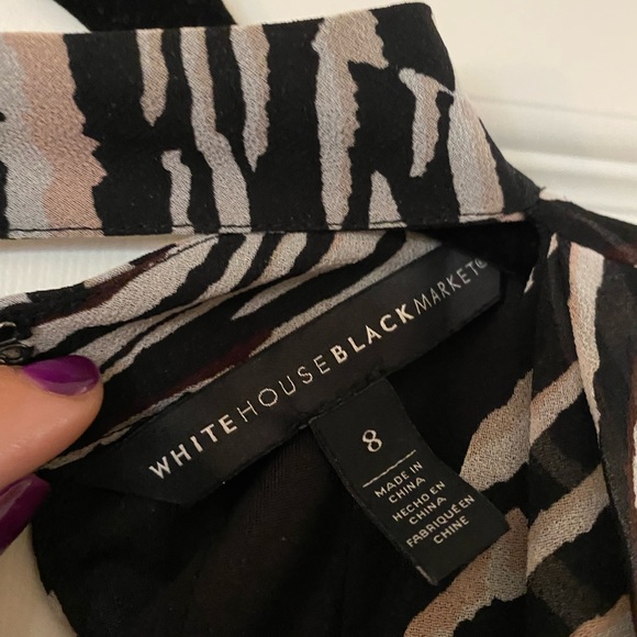 White House Black Market Size 8 Zebra Print High Low Ruffle Dress - Picture 3 of 5